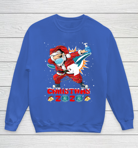 Miami Dolphins Funny Santa Claus Dabbing Christmas 2020 NFL Youth Sweatshirt 6