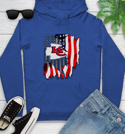 Kansas City Chiefs NFL Football American Flag Youth Hoodie 11