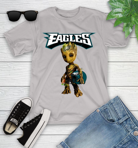 Philadelphia Eagles NFL Football Groot Marvel Guardians Of The Galaxy Youth T-Shirt 12