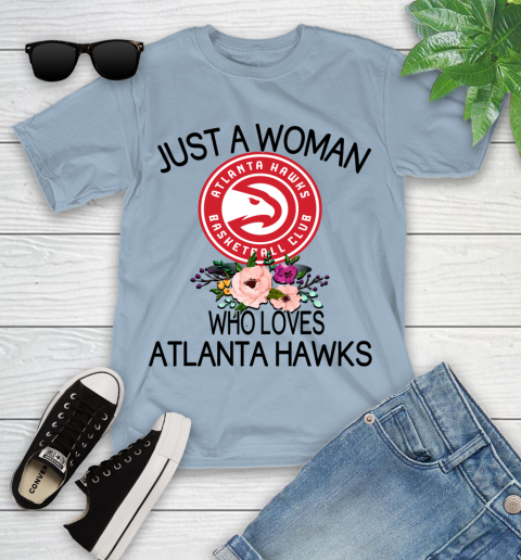 NBA Just A Woman Who Loves Atlanta Hawks Basketball Sports Youth T-Shirt 6