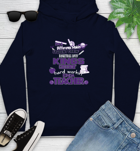 Sacramento Kings NBA I'm A Difference Making Student Caring Basketball Loving Kinda Teacher Youth Hoodie 3