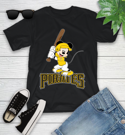 MLB Baseball Pittsburgh Pirates Cheerful Mickey Mouse Shirt Youth T-Shirt