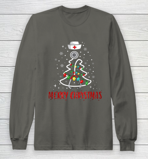 Womens Nurse Christmas Tree Lights Funny Nurse Xmas Gift T-Shirt