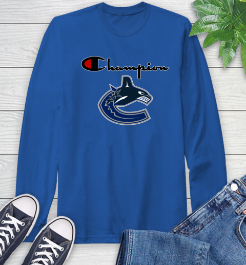 NHL Hockey Vancouver Canucks Champion Shirt Long Sleeve T-Shirt 7