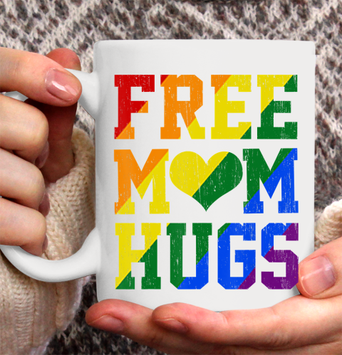 Nurse Shirt Vintage Free Mom Hugs Rainbow Heart LGBT Pride Month 2020 T Shirt Ceramic Mug 15oz