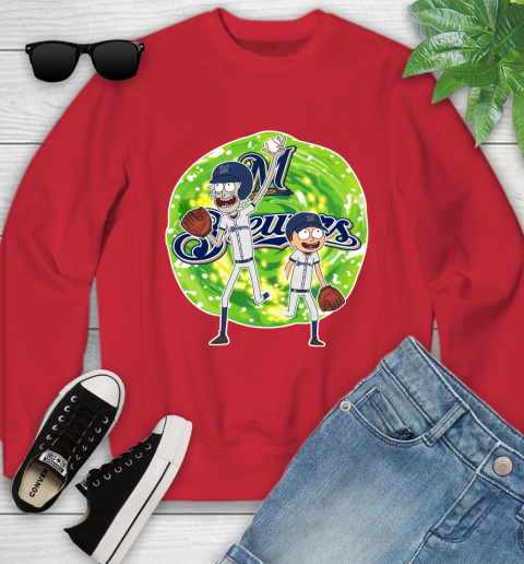 MLB Milwaukee Brewers Rick And Morty Baseball Sports Youth Sweatshirt 9