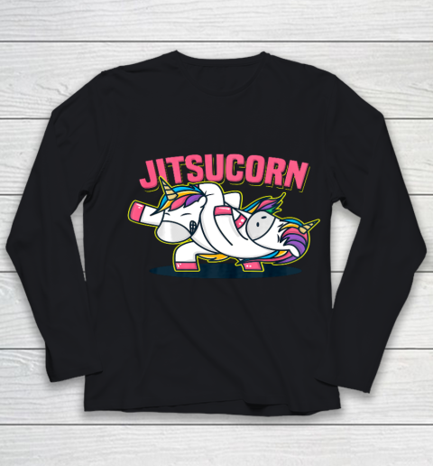 Funny Jiu Jitsu T Shirt Cute Unicorn Self Defense Youth Long Sleeve