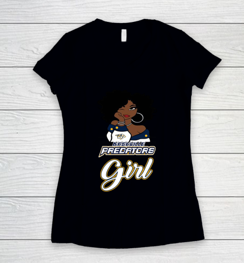 Nashville Predators Girl NHL Women's V-Neck T-Shirt