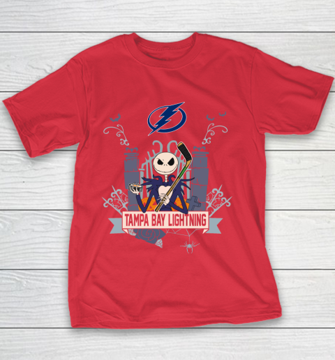 NHL Tampa Bay Lightning Hockey Jack Skellington Halloween Youth T-Shirt 8 NHL Tampa Bay Lightning Hockey Jack Skellington Halloween Youth T-Shirt - Image 8
