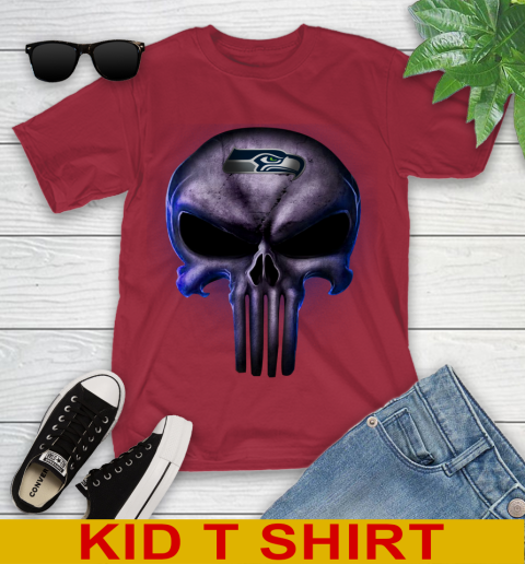 Seattle Seahawks NFL Football Punisher Skull Sports Youth T-Shirt 12