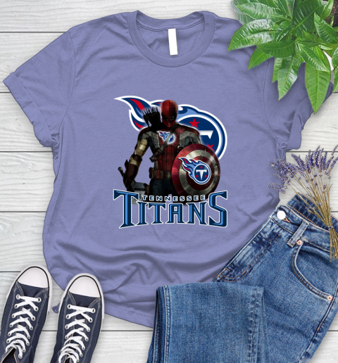 NFL Captain America Thor Spider Man Hawkeye Avengers Endgame Football Tennessee Titans Women's T-Shirt 11