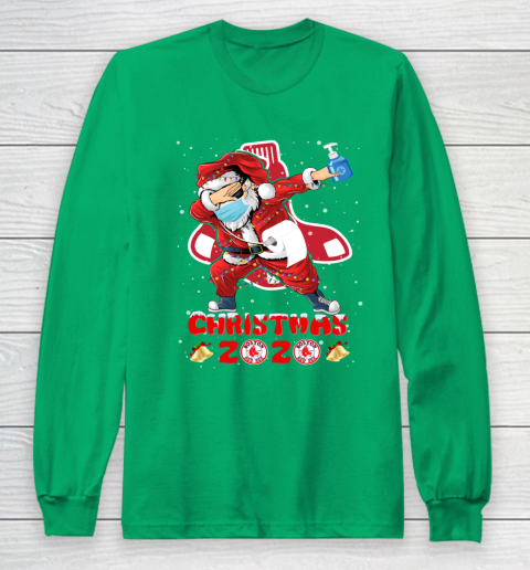 Boston Red Sox Funny Santa Claus Dabbing Christmas 2020 MLB Long Sleeve T-Shirt 4
