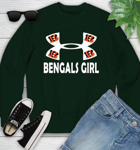 NFL Cincinnati Bengals Girl Under Armour Football Sports Youth Sweatshirt 9