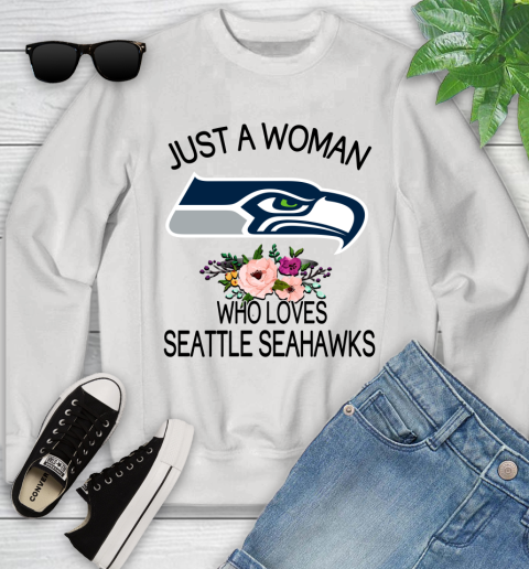 NFL Just A Woman Who Loves Seattle Seahawks Football Sports Youth Sweatshirt