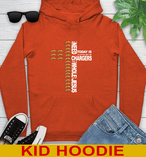 NFL All I Need Today Is A Little Bit Of Los Angeles Chargers Cross Shirt Youth Hoodie 4