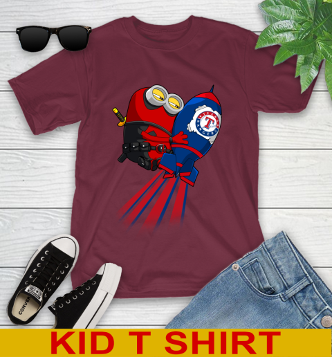 MLB Baseball Texas Rangers Deadpool Minion Marvel Shirt Youth T-Shirt 5