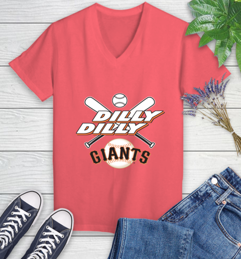 MLB San Francisco Giants Dilly Dilly Baseball Sports Women's V-Neck T-Shirt 6
