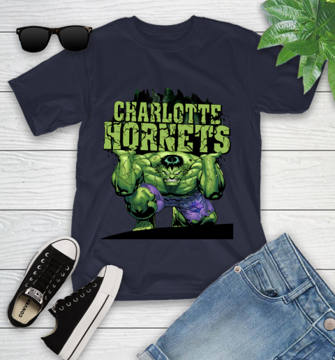 Charlotte Hornets NBA Basketball Incredible Hulk Marvel Avengers Sports Youth T-Shirt 3