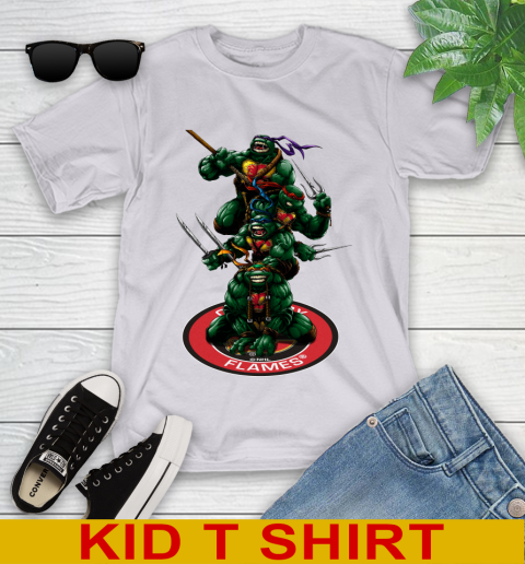 NHL Hockey Calgary Flames Teenage Mutant Ninja Turtles Shirt Youth T-Shirt 5