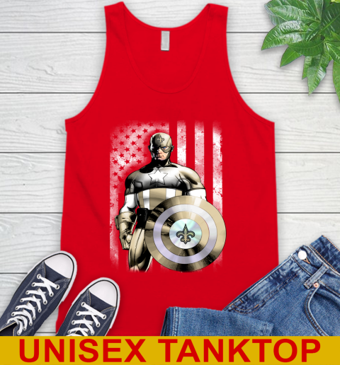 New Orleans Saints NFL Football Captain America Marvel Avengers American Flag Shirt Tank Top 5