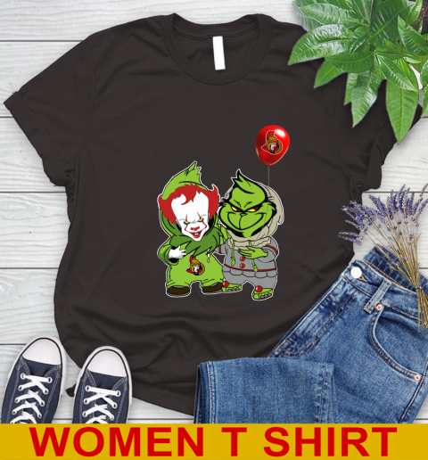 Ottawa Senators Baby Pennywise Grinch Christmas NHL Hockey Women's T-Shirt 8