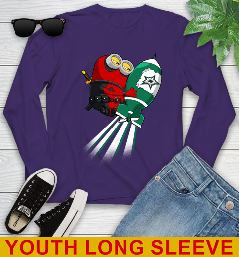 NHL Hockey Dallas Stars Deadpool Minion Marvel Shirt Youth Long Sleeve 4