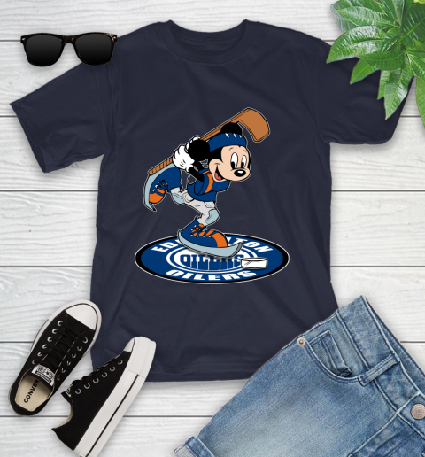 NHL Hockey Edmonton Oilers Cheerful Mickey Disney Shirt Youth T-Shirt 3