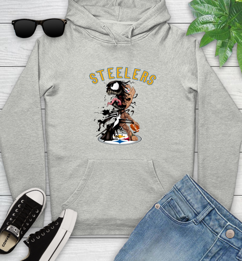 NFL Pittsburgh Steelers Football Venom Groot Guardians Of The Galaxy Youth Hoodie