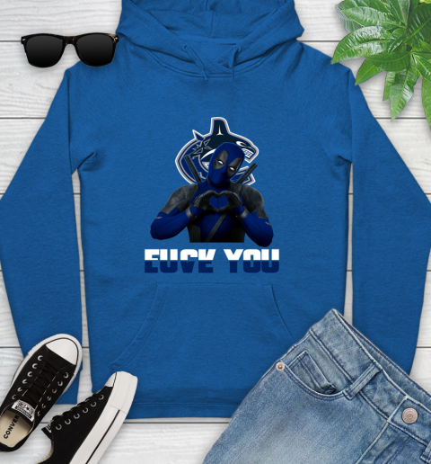 NHL Vancouver Canucks Deadpool Love You Fuck You Hockey Sports Youth Hoodie 11