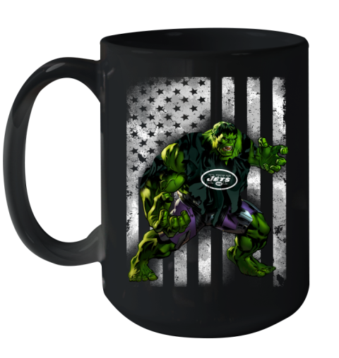 New York Jets Hulk Marvel Avengers NFL Football American Flag Ceramic Mug 15oz