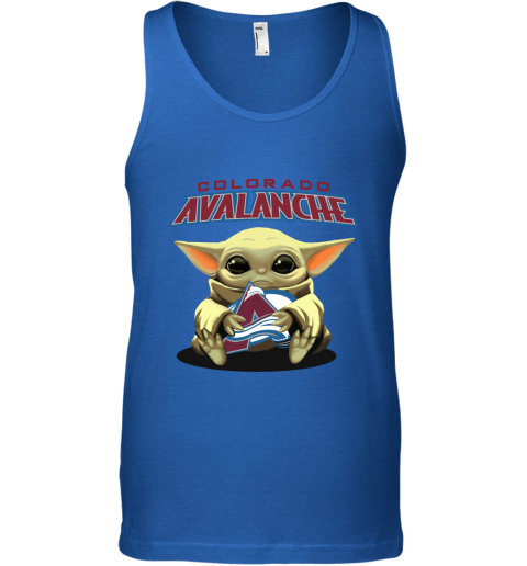 Baby Yoda Hugs The Colorado Avalanche Ice Hockey Tank Top