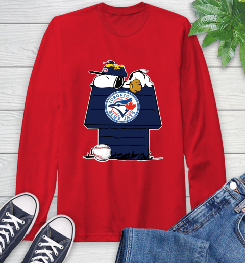 MLB Toronto Blue Jays Snoopy Woodstock The Peanuts Movie Baseball T Shirt Long Sleeve T-Shirt 10