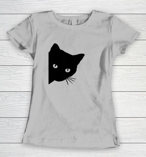 Black Cat Face Watching Funny Cat Halloween Gifts Cat Lovers T Shirt.QZSPTYUYC4 Women's T-Shirt 3