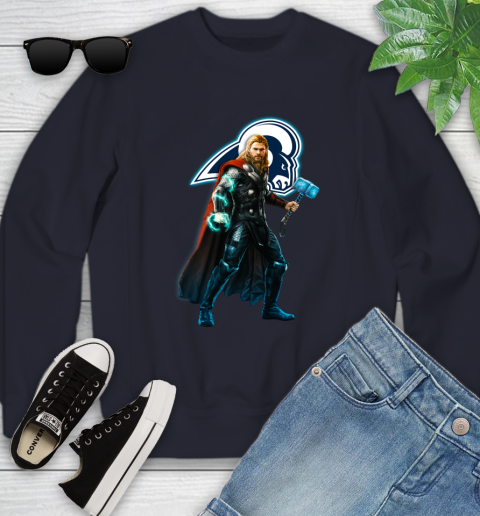 NFL Thor Avengers Endgame Football Los Angeles Rams Youth Sweatshirt 3