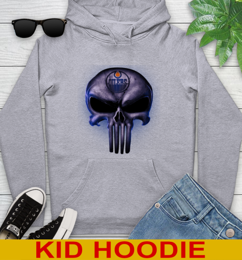 Edmonton Oilers NHL Hockey Punisher Skull Sports Youth Hoodie 6