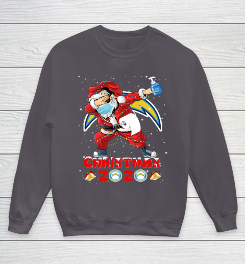 Los Angeles Chargers Funny Santa Claus Dabbing Christmas 2020 NFL Youth Sweatshirt 5