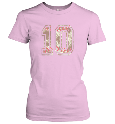 ohid baseball jersey number 10 vintage distressed ladies t shirt 20 front light pink