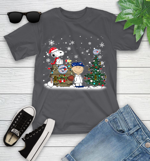 MLB Toronto Blue Jays Snoopy Charlie Brown Christmas Baseball Commissioner's Trophy Youth T-Shirt 6