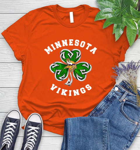 NFL Minnesota Vikings Three Leaf Clover St Patrick's Day Football Sports Women's T-Shirt 3