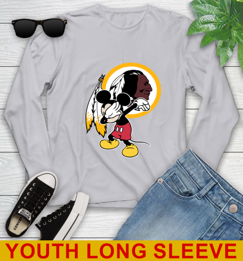 Washington Redskins NFL Football Dabbing Mickey Disney Sports Youth Long Sleeve 6