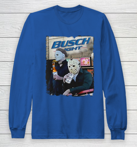 Michael Myers And Jason Voorhees Busch Light Halloween Long Sleeve T-Shirt 6