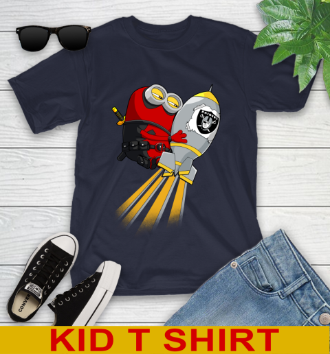 NFL Football Oakland Raiders Deadpool Minion Marvel Shirt Youth T-Shirt 2