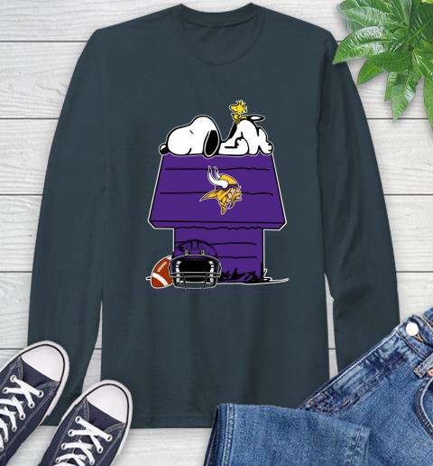 Minnesota Vikings NFL Football Snoopy Woodstock The Peanuts Movie Long Sleeve T-Shirt 8