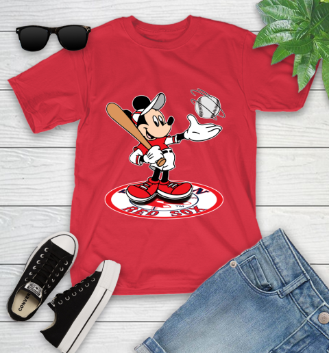 MLB Baseball Boston Red Sox Cheerful Mickey Disney Shirt Youth T-Shirt 10