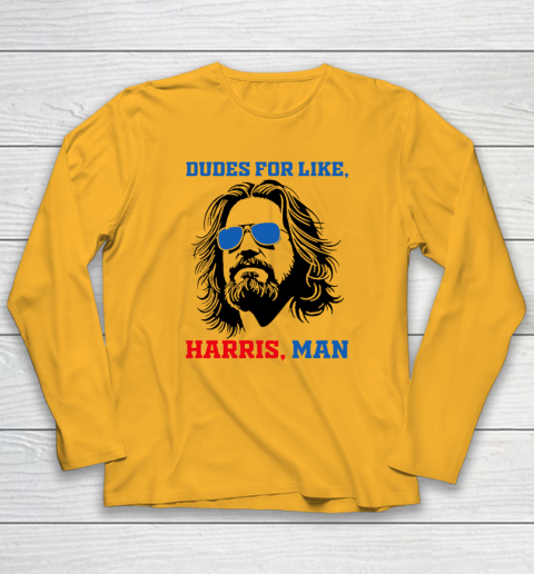 Dudes For Like Harris, Man White Dude For Kamala Harris 2024 Long Sleeve T-Shirt 2