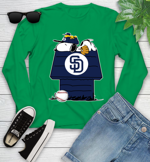 MLB San Diego Padres Snoopy Woodstock The Peanuts Movie Baseball T Shirt Youth Long Sleeve 6