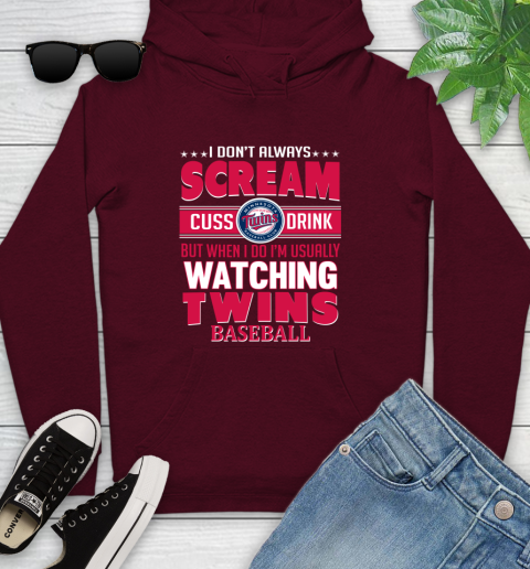 Minnesota Twins MLB I Scream Cuss Drink When I'm Watching My Team Youth Hoodie 7