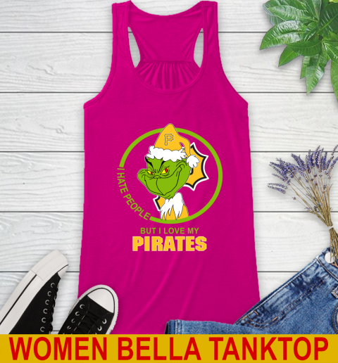 Pittsburgh Pirates MLB Christmas Grinch I Hate People But I Love My Favorite Baseball Team Racerback Tank 8
