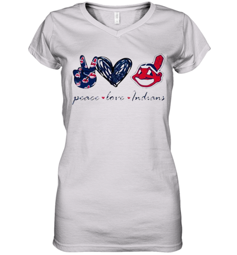 Peace Love Cleveland Indians shirt Women's V-Neck T-Shirt