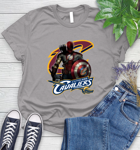 Cleveland Cavaliers NBA Basketball Captain America Thor Spider Man Hawkeye Avengers Women's T-Shirt 5